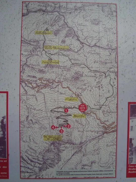 Monte Miaron - cartina militare della zona