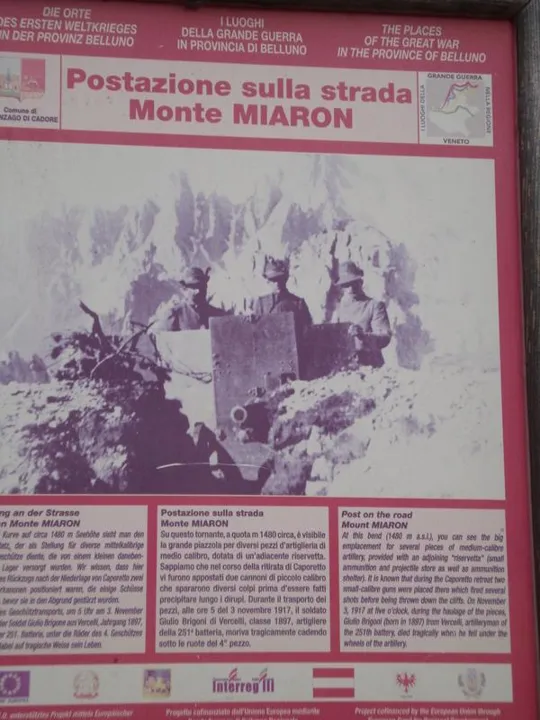 Monte Miaron - cartello con rievocazione storica