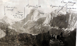 Panorama del Sasso di Stria e del Passo Falzarego visti dalle Cinque Torri