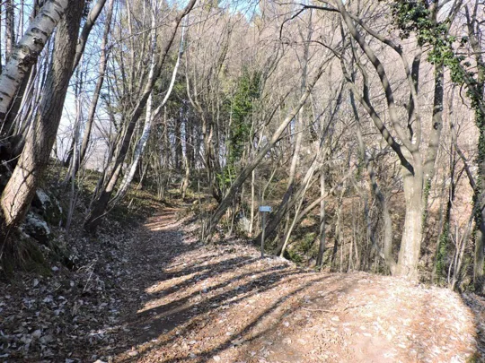 Indicazione del sentiero, a sinistra si sale sul monte Cengio
