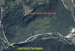 Forte Cornolò - Tracciato del percorso di avvicinamento